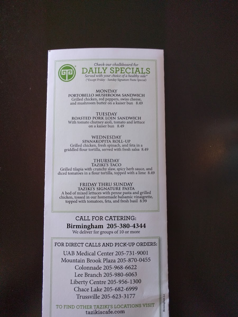 Menu Taziki's Mediterranean Cafe - Liberty Park-2